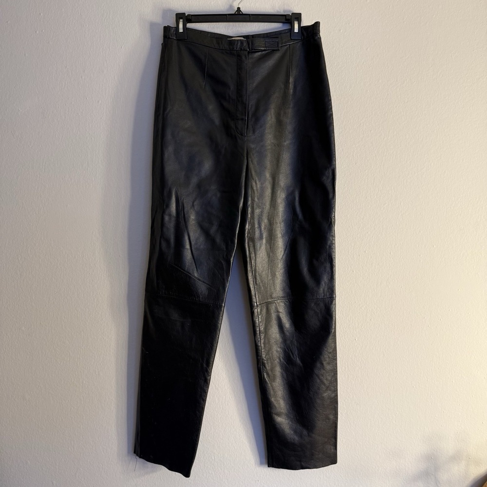 Apostrophe Y2K Leather Pants Womens 12 Black Solid Moto Goth Mobwife Western‎